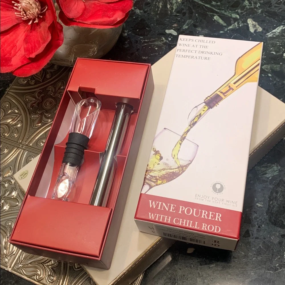 🌹NWT DERGUAM 3-in-1 Stainless Steel Wine Chiller with Wine Aerator & Wine Pourer